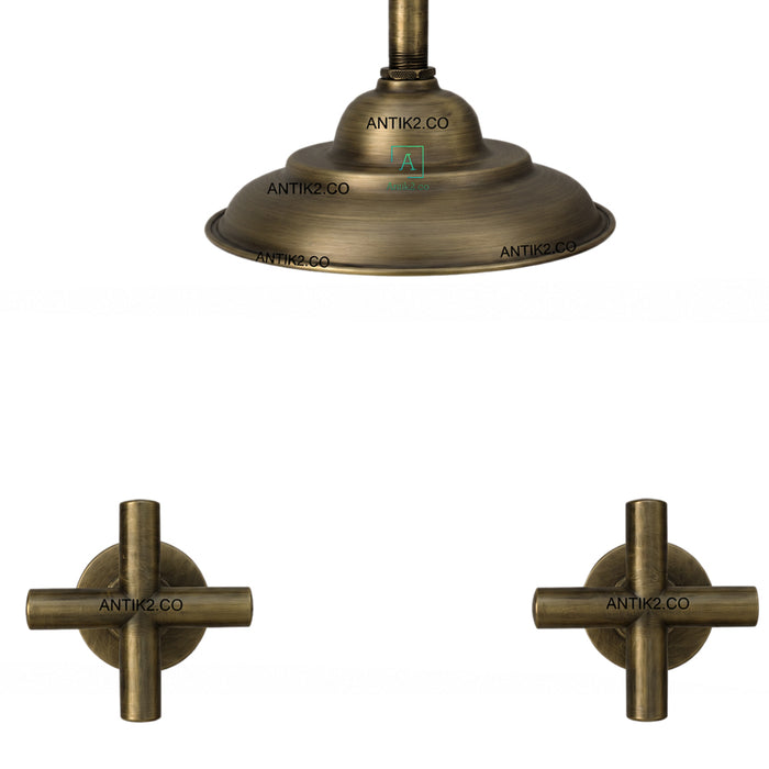 Mezclador vintage Bronce Antiguo + Ducha a techo 25cm