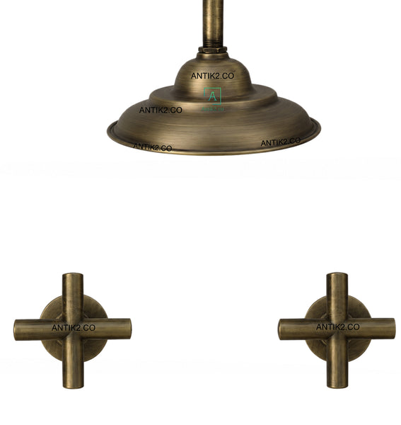 Mezclador vintage Bronce Antiguo + Ducha a techo 25cm