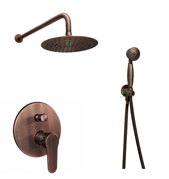 Mezclador Slim Cobre Antiguo + Ducha  20cm y Teleducha