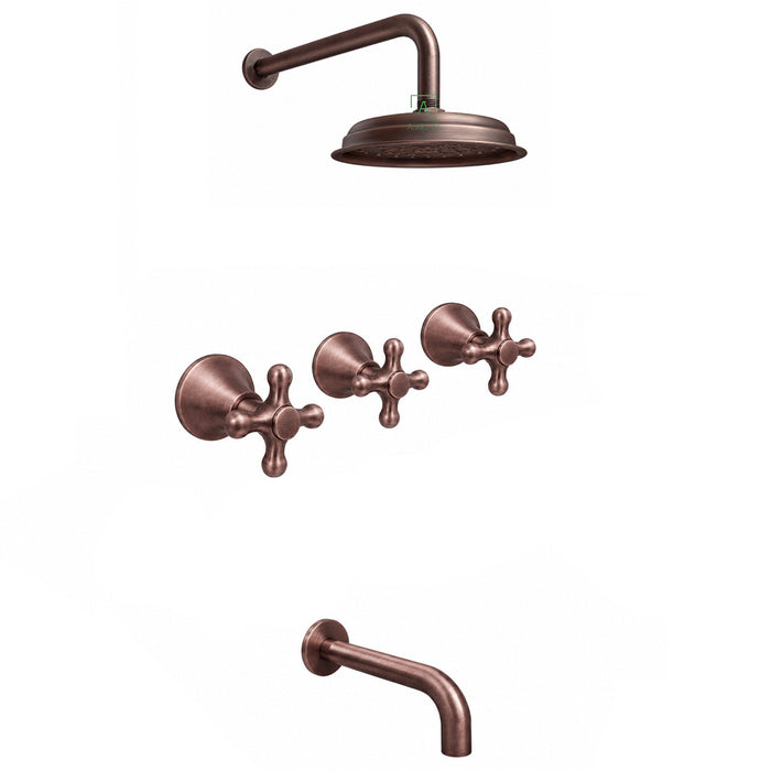 Mezclador Con Salida Tina  Cobre Antiguo + Ducha  20
