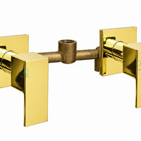 Mezclador Ducha Square Dorado + Ducha 20cm