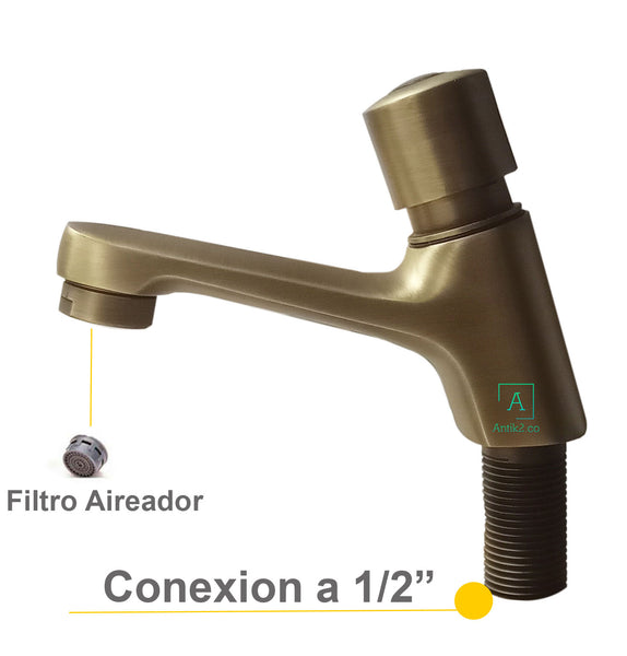 Llave push Lavamanos Bronce Antiguo