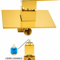 Griferia Monomando Square Dorado + Ducha 25x25cm