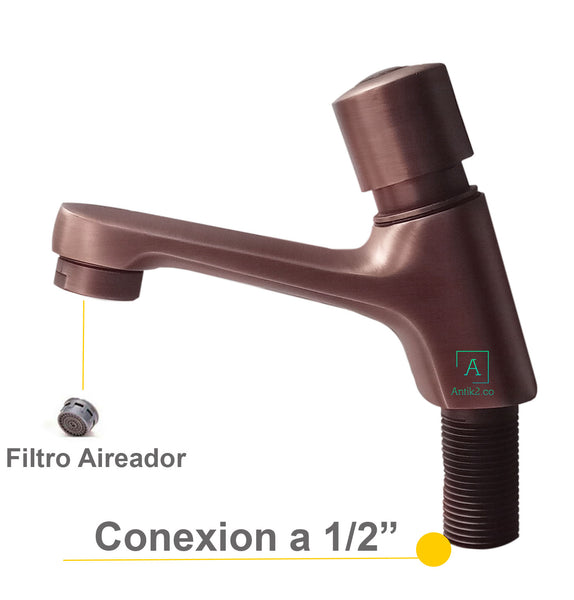 Llave push Lavamanos Cobre Antiguo