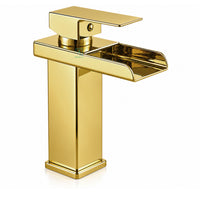 Mezclador Lavamanos Tipo  Cascada   Dorado