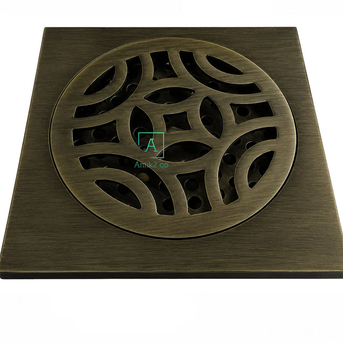 Rejilla piso 10x10cm con Antirretorno Bronce Antiguo