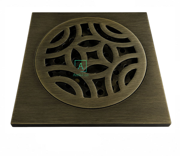 Rejilla piso 10x10cm con Antirretorno Bronce Antiguo