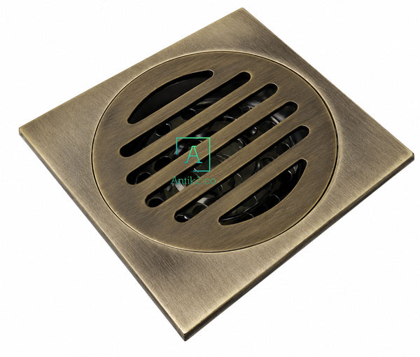 Rejilla piso Franjas 10x10cm con   Antirretorno Bronce Antiguo
