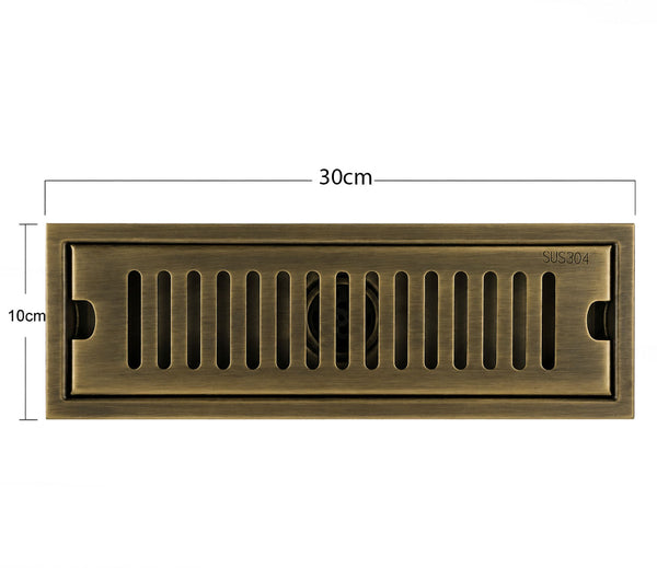 Rejilla piso Bronce Antiguo Rectangular  30cm