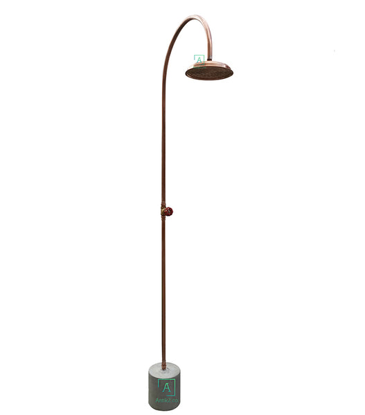 Ducha tipo pscina cobre natural con soporte