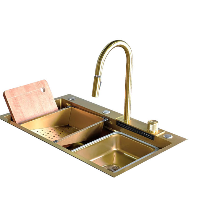 Lavaplatos  Acero  Dorado Resistente a Rayones 75X46cm