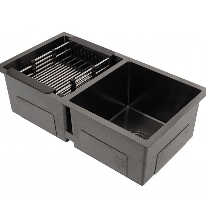 Lavaplatos Doble Poceta Negro  Satin 70 x 38cm