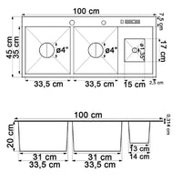 Lavaplatos Doble poceta Acero inoxidable 304