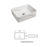 Lavamanos Rectangular Blanco 47 x 37 cm+Desague Push