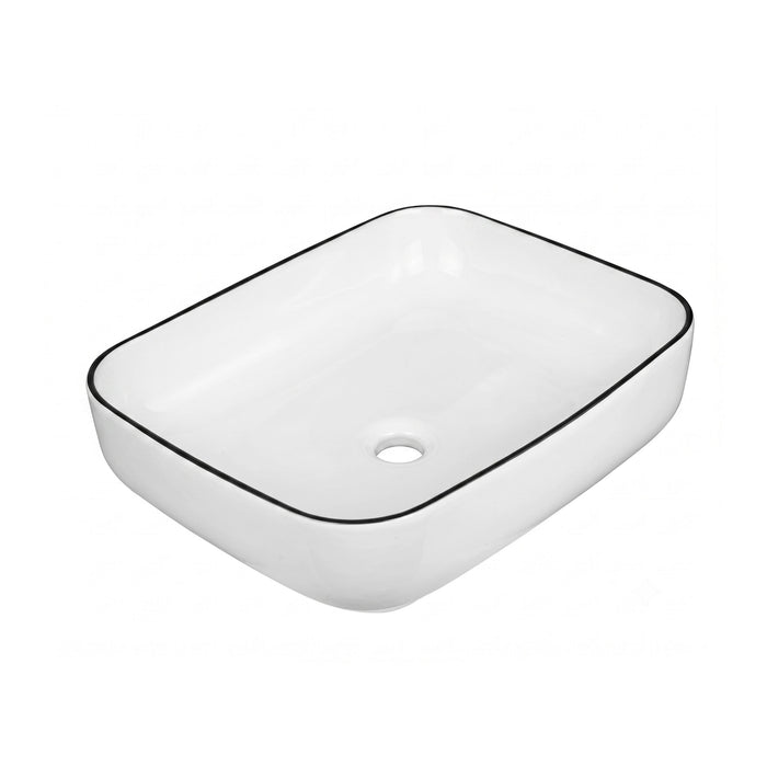 Lavamanos Blanco Rctng Blanco-Borde negro 51 x 40cm