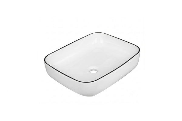 Lavamanos Blanco Rctng Blanco-Borde negro 51 x 40cm