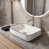 Lavamanos Blanco Rctng Blanco-Borde negro 51 x 40cm