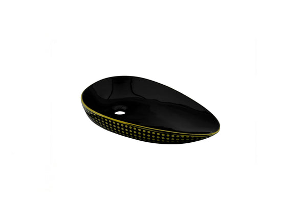 Lavamanos Oztra Negro Dorado 57x35cm