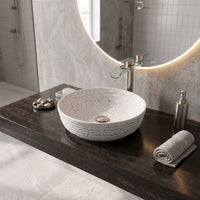 Lavamanos Granite Blanco Redondo 39x12cm