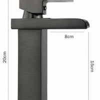 Mezclador Lavamanos Square Cascada Gun gray