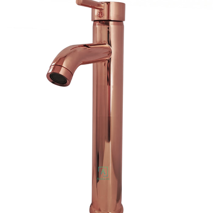 Griferia Slim Alta Lavamanos Oro rosa