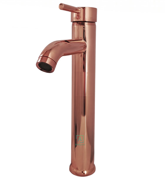 Griferia Slim Alta Lavamanos Oro rosa