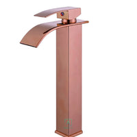 Griferia  Lavamanos Cascada Alta Oro rosa