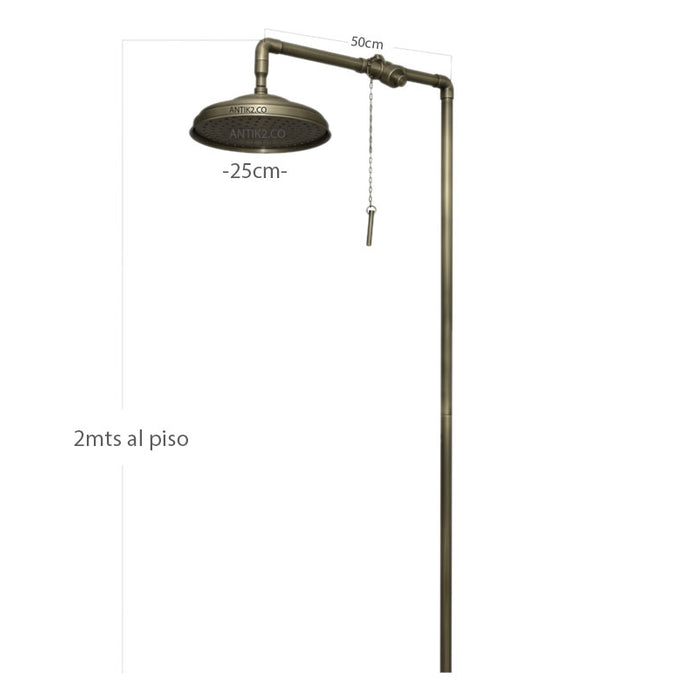 Ducha expuesta tipo piscina con cadena - Bronce antiguo