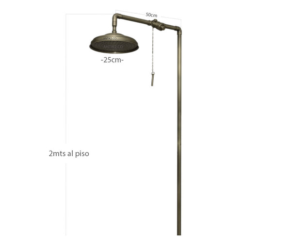 Ducha expuesta tipo piscina con cadena - Bronce antiguo