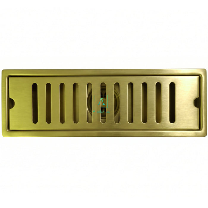 Rejilla Piso Rectangular Oro Cepillado  30cm x 10cm Acero 304