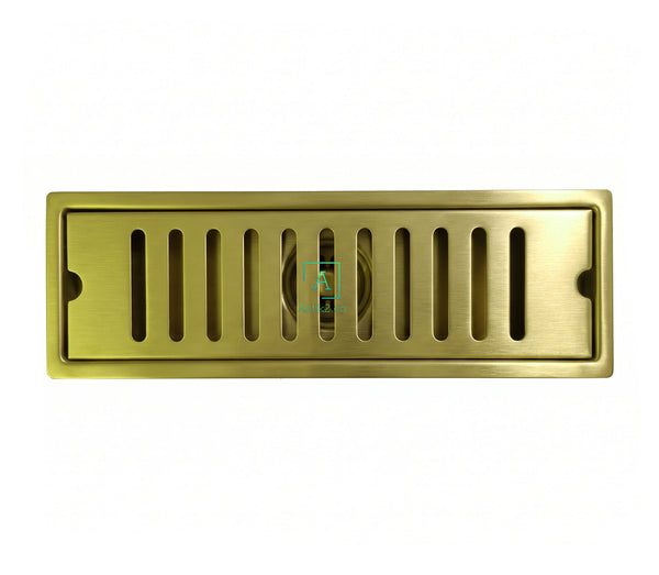 Rejilla Piso Rectangular Oro Cepillado  30cm x 10cm Acero 304