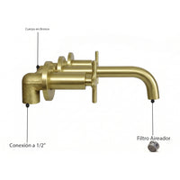 Mezclador Pared Trebol Oro Cepillado
