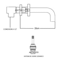 Griferia Pared Pala oro rosa (Agua fria)