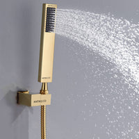 Mezclador Monomando Dorado + Ducha de mano + Ducha 20cm