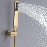 Mezclador Monomando Dorado + Ducha de mano + Ducha 20cm