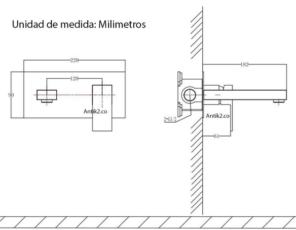 Mezclador Muro Monamdo Lavamanos