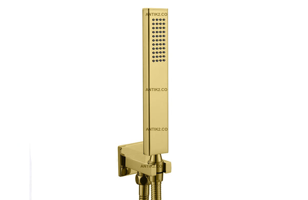 Ducha Telefono Dorada  Con Soporte De conexion a 1/2" pulgada