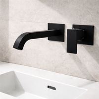 Griferia Pared Square Incrustar Negro (Agua fria)