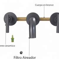 Griferia Mezclador Pared Novo Pala Gun Gray