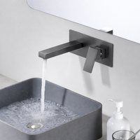 Griferia Mezclador Square Monomando Pared  Gun Gray