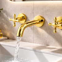 Mezclador Lavamanos Flora pared Dorado