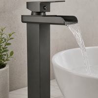 Mezclador Lavamanos Square Cascada Gun Gray