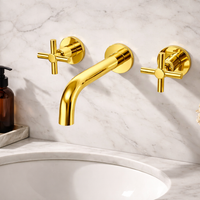 Mezclador Lavamanos Timote pared Dorado