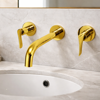 Mezclador Lavamanos pared Wing Dorado