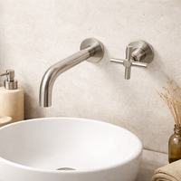 Griferia muro Timote Niquel Satín (Agua Fría)