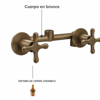 Mezclador Ducha Trebol  Vintage Bronce Antiguo + Ducha 20cm