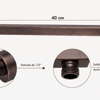 Tubo Ducha Pared Cuadrado  40 cm Cobre Antiguo