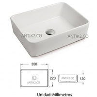 Lavamanos Rectangular Waco Blanco 35 x 22 cm