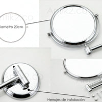 Espejo Aumento 1x-3x Niquel Brillante