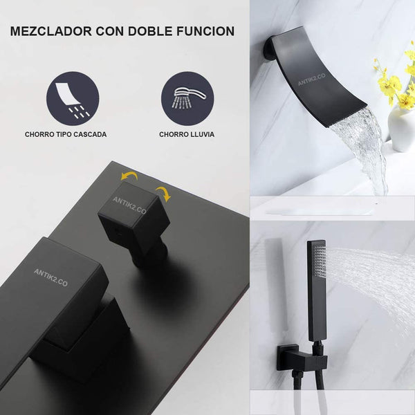 Griferia Mezclador  Para Tina/Bañera  Negro Mate + Teleducha